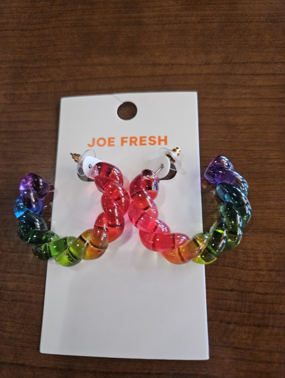 Nip Joe Fresh Multicolor Twisted Hoop Earrings - Rainbow Resin